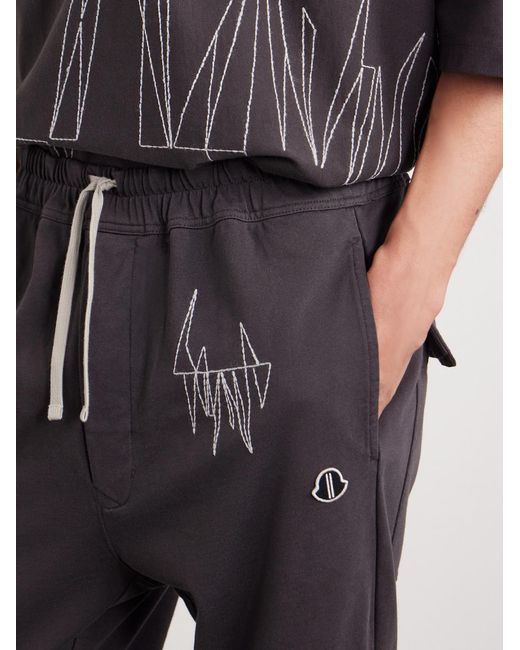 Rick Owens Brown Moncler Straight-leg Logo-appliquéd Embroidered Cotton-jersey Sweatpants for men