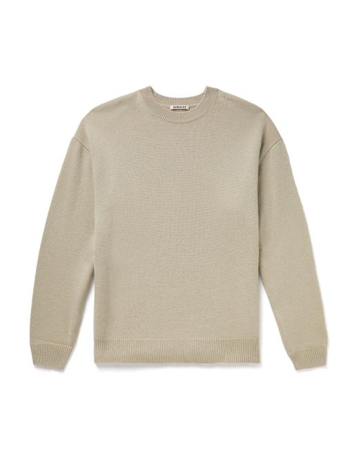 Auralee White Baby Cashmere Sweater for men