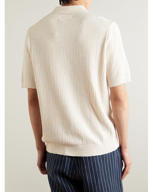 NN07 Natural Nolan 6695 Textured-Knit Organic Cotton Shirt for men