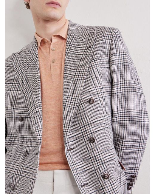 Brunello Cucinelli Natural Linen And Cotton-Blend Polo Shirt for men
