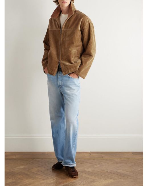MANAAKI Brown Wiri Leather-trimmed Cotton-corduroy Jacket for men