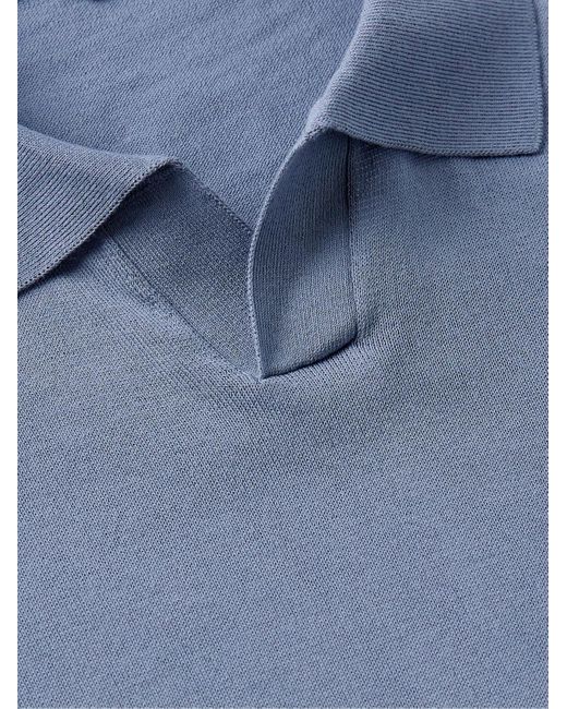 Incotex Zanone schmal geschnittenes Polohemd aus einer Baumwoll-Seidenmischung in Blue für Herren