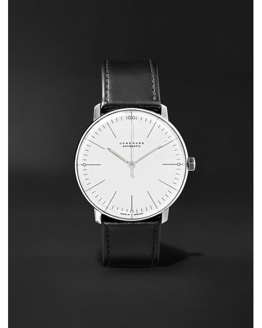 Junghans White Max Bill Automatic 38mm Stainless Steel And Leather Watch for men