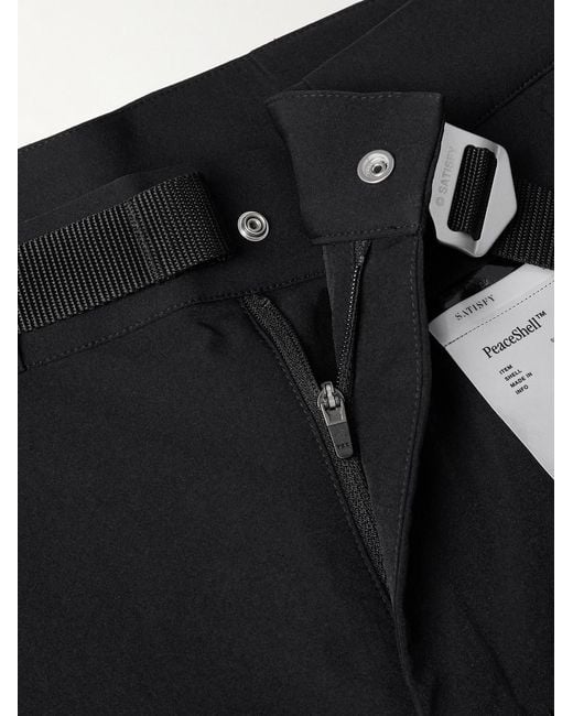 Satisfy Black Slim-fit Straight-leg Belted Ecorepel® Bio Trousers for men