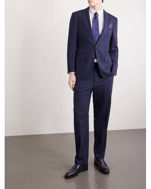 Dunhill Blue Pinstriped Wool Suit Jacket for men