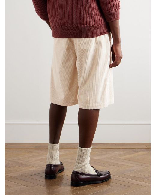 Shorts in velluto a coste di cotone Dejan di A Kind Of Guise in Natural da Uomo