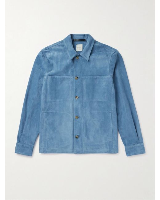 Paul Smith Blue Suede Shirt Jacket for men