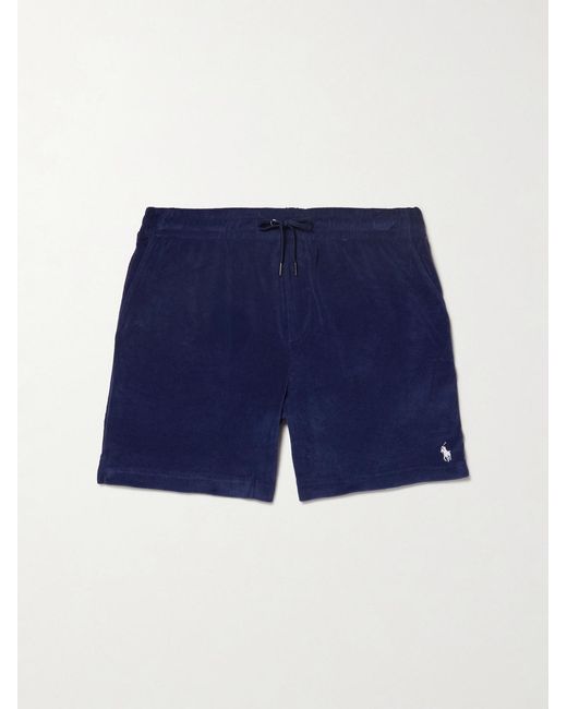 Polo Ralph Lauren Blue Cotton-Blend Terry Drawstring Shorts for men