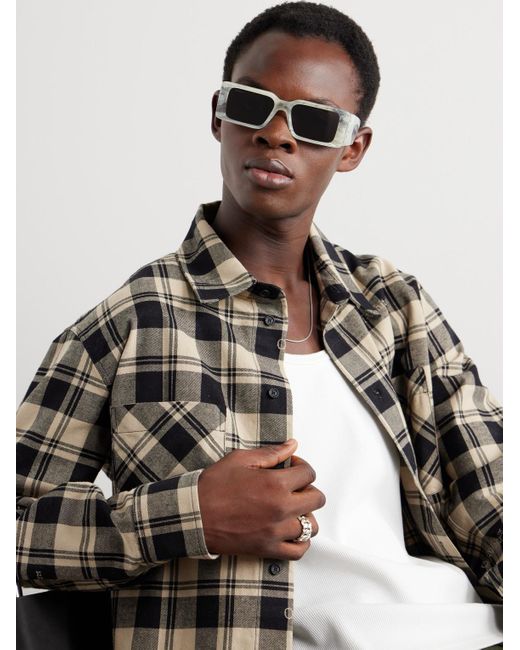Off-White c/o Virgil Abloh Gray Milano Square-frame Marbled Acetate Sunglasses for men