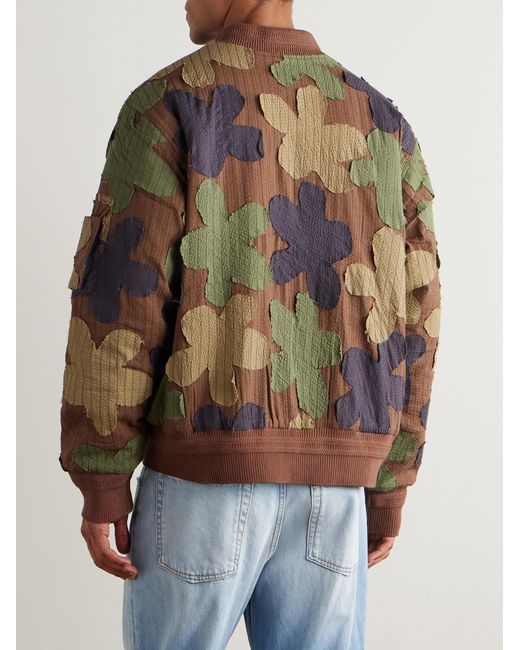 Kardo Green Max Embroidered Appliquéd Cotton-seersucker Bomber Jacket for men