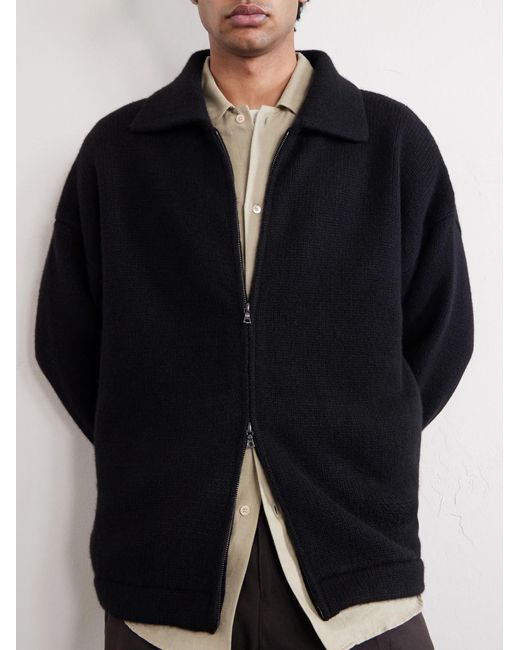 Hunter Cashmere Zip-Up Sweater di The Elder Statesman in Blue da Uomo