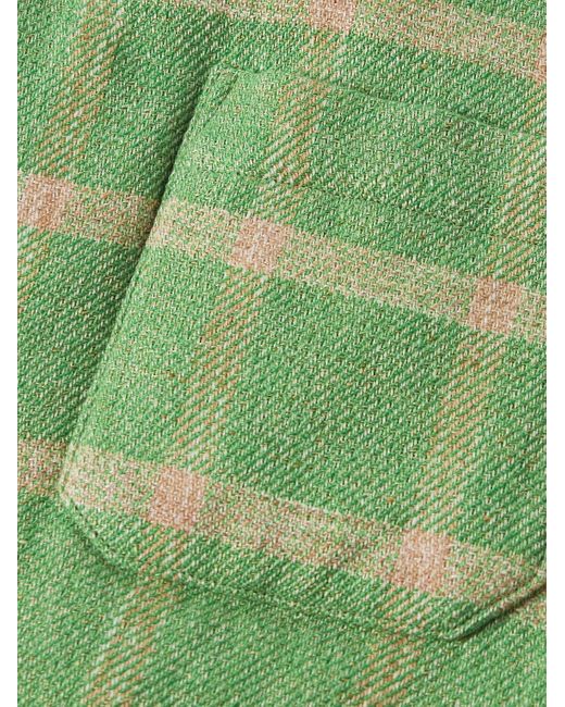 Visvim Green Keesey Checked Linen And Wool-Blend Down Jacket for men