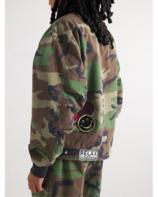 Les Tien Green Appliquéd Camouflage-print Cotton-ripstop Jacket for men