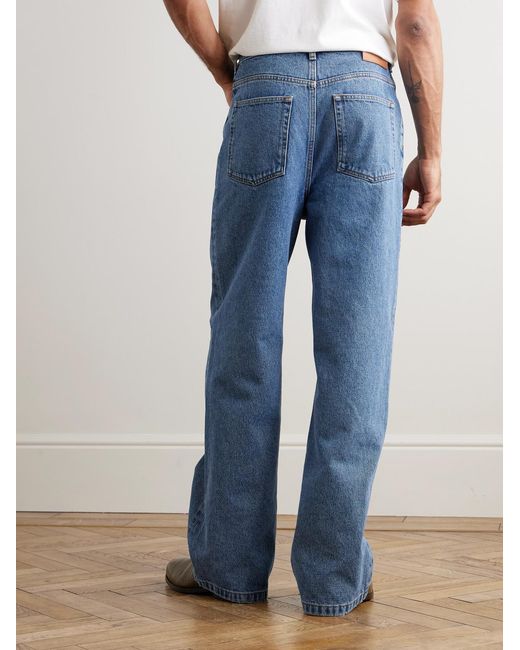 Loewe Blue Anagram Wide-Leg Logo-Embroidered Jeans for men