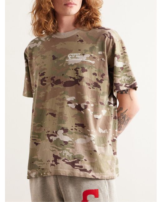 CHERRY LA American Outdoorsman T-Shirt aus Baumwoll-Jersey mit Camouflage-Print in Stückfärbung in Gray für Herren