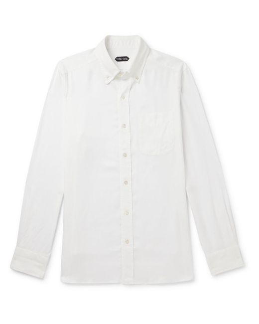 Tom Ford White Button-down Collar Lyocell-poplin Shirt for men