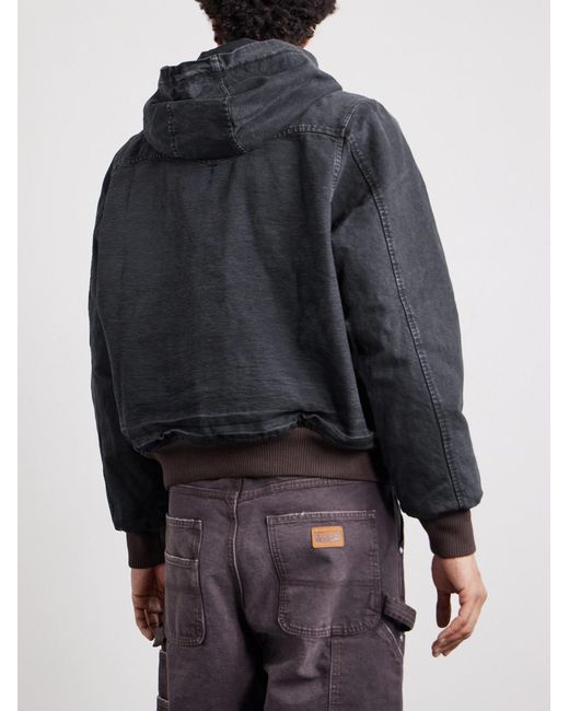 CHERRY LA Black Logo-appliquéd Cotton-canvas Hooded Jacket for men
