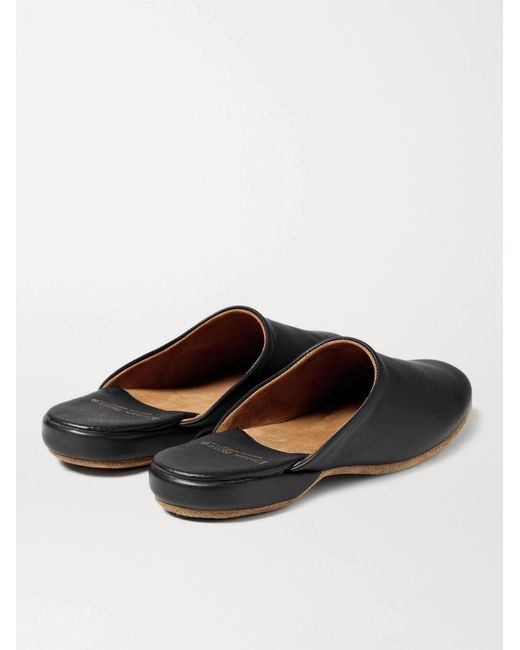 Derek Rose White Morgan Leather Slippers for men