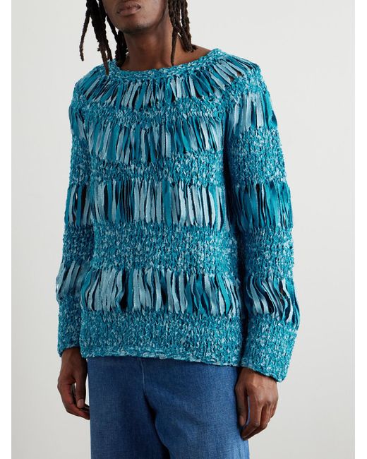 Loewe Paula's Ibiza Pullover aus Lochstrick aus einer strukturierten Baumwollmischung in Blue für Herren