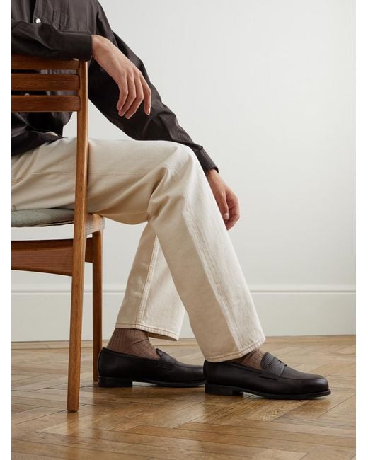 Morjas Brown Full-grain Leather Penny Loafers for men