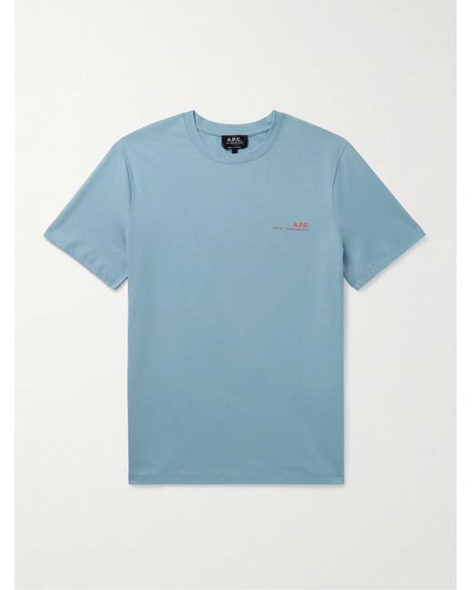 A.P.C. Blue Logo-print Cotton-jersey T-shirt for men