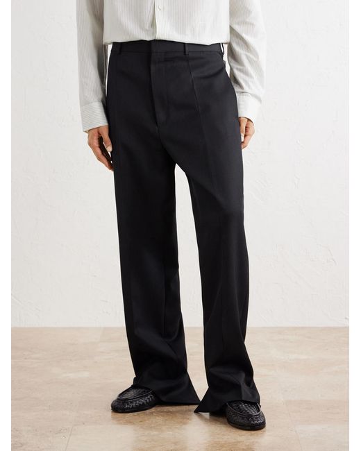 Bottega Veneta Blue Straight-Leg Grain De Poudre Wool Trousers for men