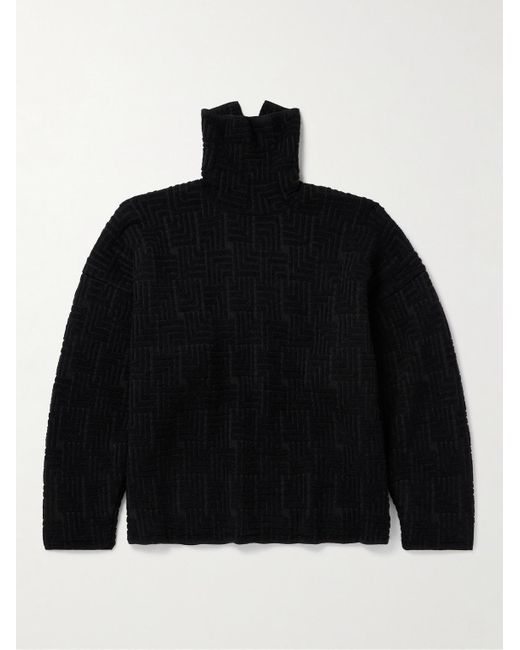 Fear Of God Black Oversized Jacquard-knit Virgin Wool-blend Rollneck Sweater for men