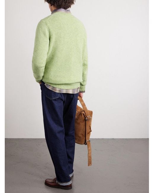 William Lockie Green Virgin Wool Sweater for men