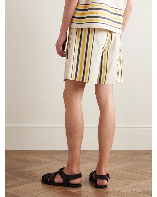 Bode Namesake weit geschnittene Shorts aus Baumwolle mit Logostickerei und Streifen in Natural für Herren