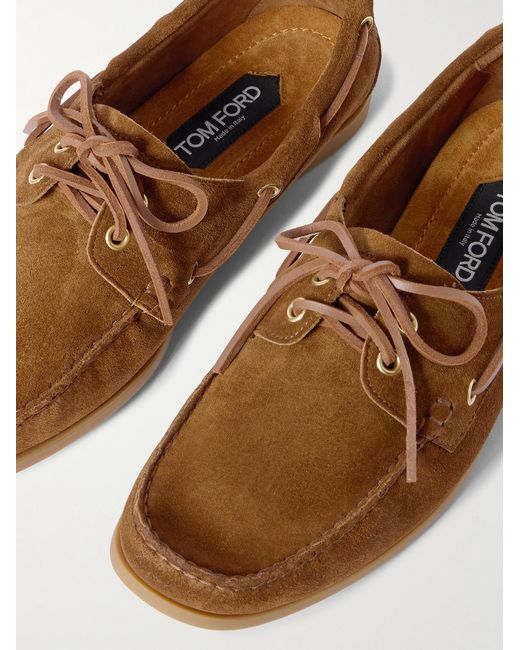 Tom Ford Brown Robin Suede Boat Shoes for men