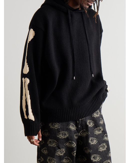 Kapital Black 5G Intarsia Wool Hoodie for men