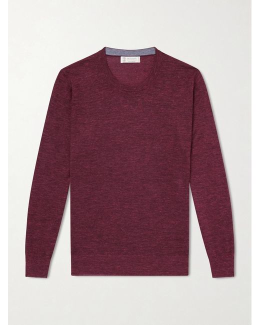 Brunello Cucinelli Purple Cashmere, Silk And Linen-Blend Sweater for men