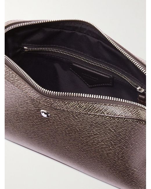Montblanc Brown Cross-Grain Leather Messenger Bag for men