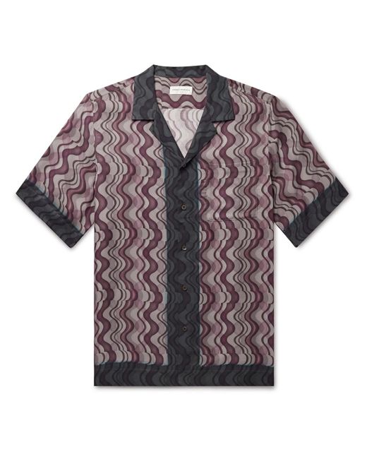 Dries Van Noten Purple Camp-collar Printed Crepe De Chine Shirt for men