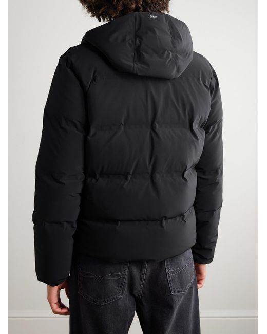 Herno Black Quilted Stretch-Nylon Hooded Down Jacket for men