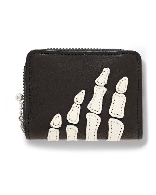 Kapital Black Thumbs-up Mini Appliquéd Leather Zip-around Wallet for men