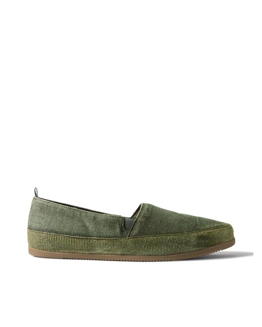 Mulo Green Linen Espadrilles for men