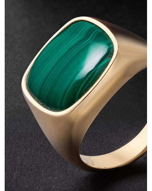 Jacquie Aiche Green 14-karat Gold Malachite Signet Ring for men