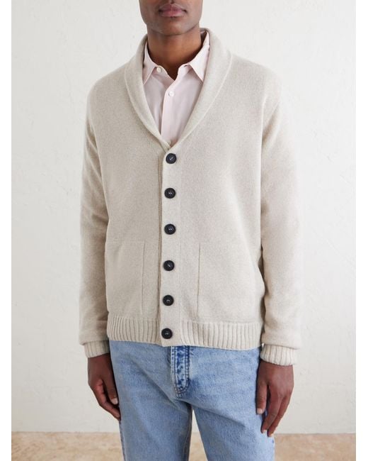 John Smedley White Rockford Shawl-Collar Recycled-Cashmere And Merino Wool-Blend Cardigan for men