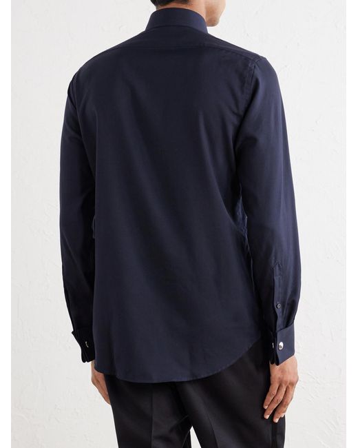 Thom Sweeney Blue Fly Wool And Silk-Blend Woven Shirt for men
