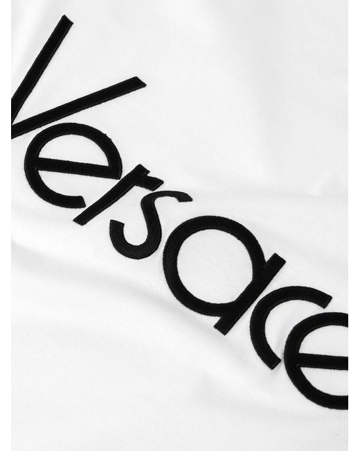 Versace Natural Logo-Embroidered Cotton-Jersey T-Shirt for men