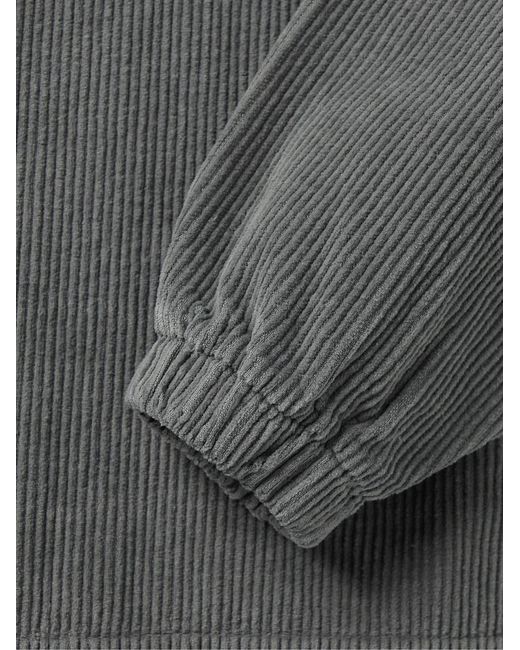 Les Tien Gray Yacht Cotton-Corduroy Half-Zip Sweatshirt for men