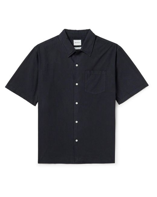 Norse Projects Black Carsten Convertible-collar Cotton And Tm Lyocell-blend Shirt for men