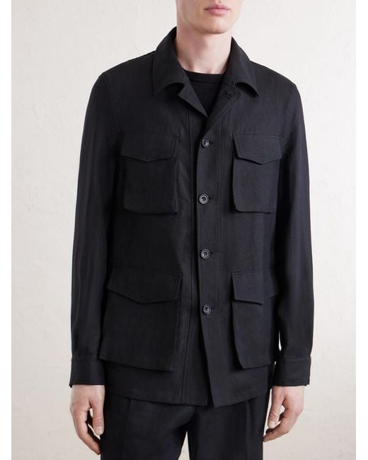 J. Mueser Black Safari Linen Jacket for men