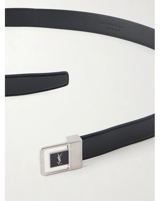 Saint Laurent Black 3cm Logo-embellished Leather Belt for men