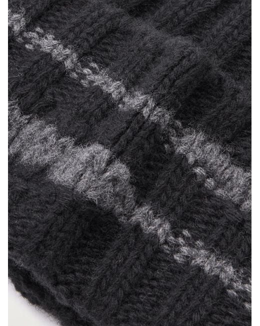 mfpen Black Court Ribbed Wool Beanie for men