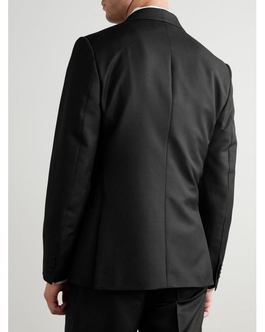 Mr P. Black Slim-fit Double-breasted Shawl-collar Wool for men