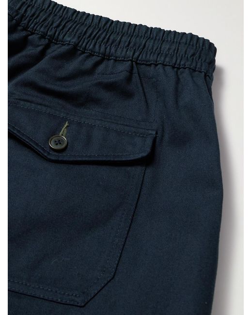 Shorts a gamba dritta in twill di cotone Beach di Universal Works in Blue da Uomo