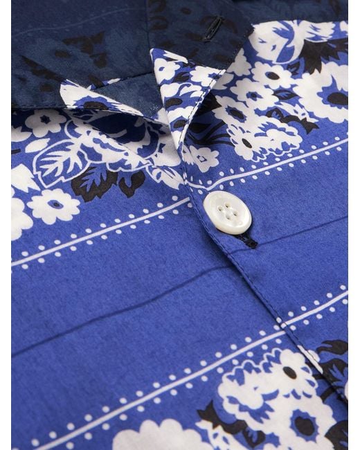 Noma T.D Blue Camp-Collar Printed Cotton-Sateen Shirt for men