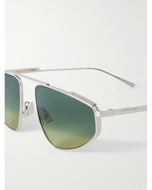 Bottega Veneta Green Light Ribbon Aviator-Style-Tone Sunglasses for men